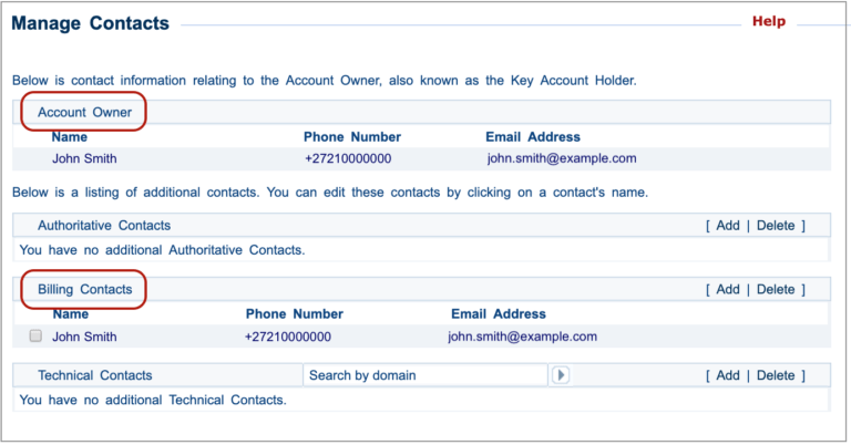 How to update Authorised Contacts - xneelo Help Centre