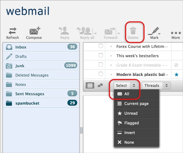 webmail-spamfolder-delete