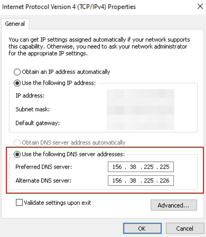 DNS server addresses
