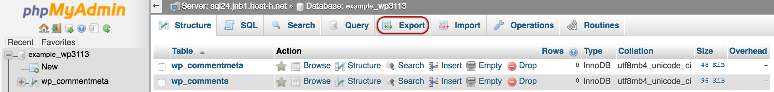 phpmyadmin-export