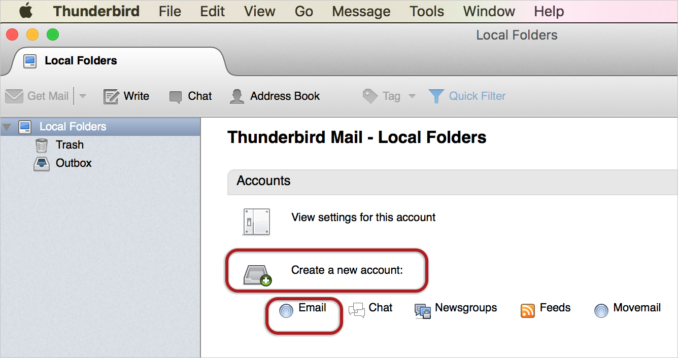 Настройка thunderbird на mac os