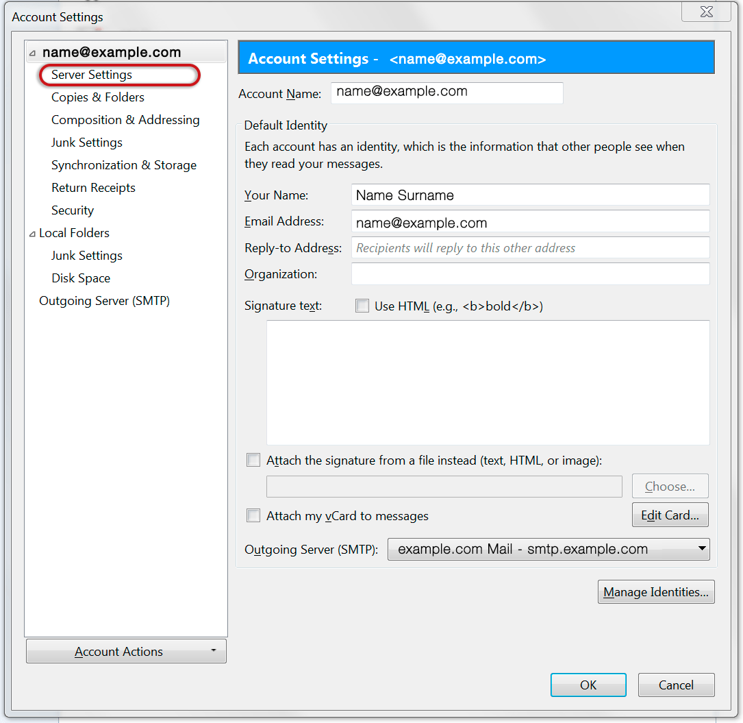 mailbird smtp settings